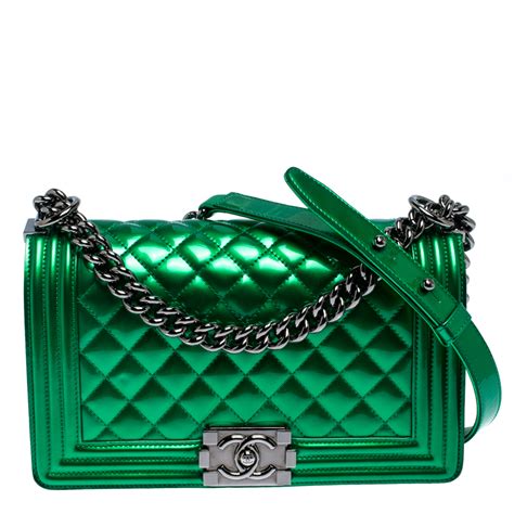 chanel le boy metallic green|Chanel bag review.